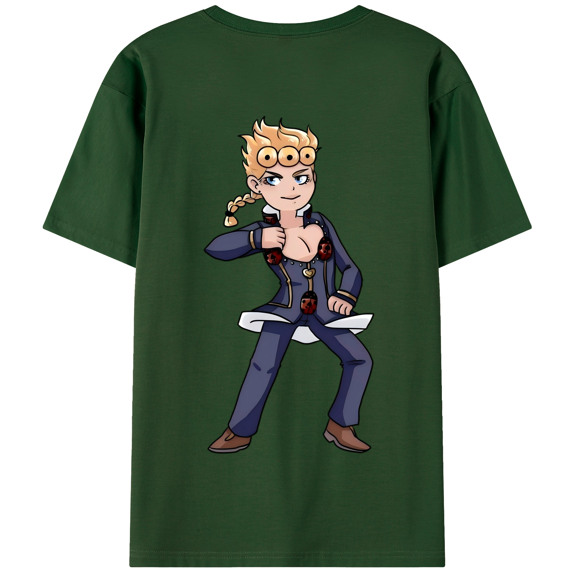 （画像用） ジョジョの奇妙な冒険 ジョルノ?ジョバァーナ JoJo's Bizarre Adventure Giorno Giovanna 綿100％半袖Tシャツ（背面プリント）